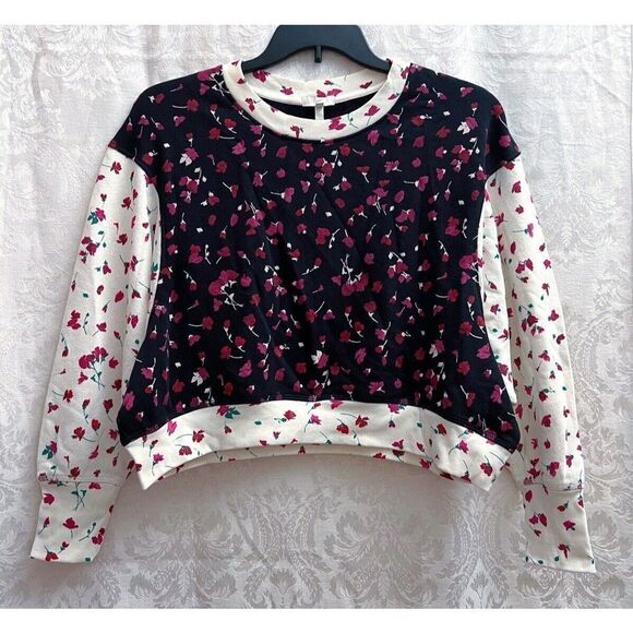 Joie Womens NWT Caleigh Floral Print Drop Shoulder Sweater Size S Colorblock New - Picture 2 of 7